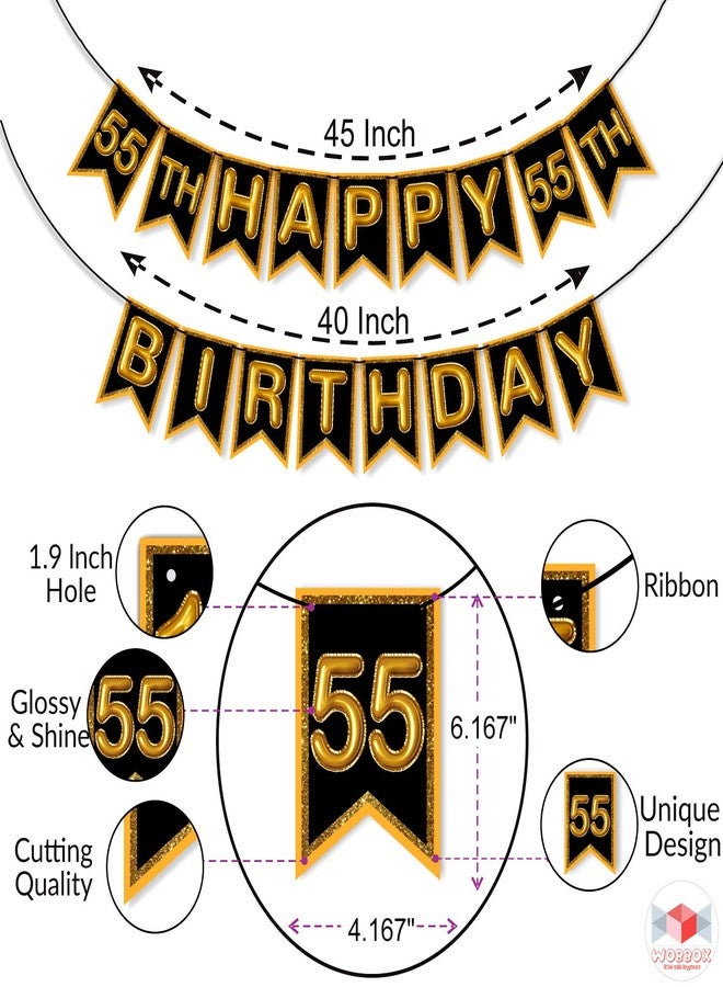 Wobbox 55th Happy Birthday Banner, 55th Happy Birthday Decoration Items (Brown) (FP4557) - Image 3